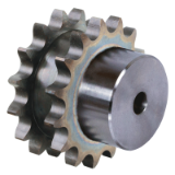 Double-Sprockets ZRENG for two Single-Strand Roller Chains DIN ISO 606 (formerly DIN 8187), with hub and hardened