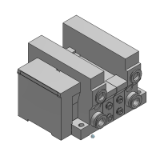 VV5Q21-S - Mehrfachanschlussplatte mit interner Verdrahtung, Flanschversion: Für serielles Übermittlungssystem mit Eingangs-/Ausgangsmodul (für Ausgangs-SI-Einheit) EX120/123/124