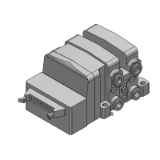 VQC1000-P - Einheit mit interner Verdrahtung, Flanschversion: Flachbandkabel